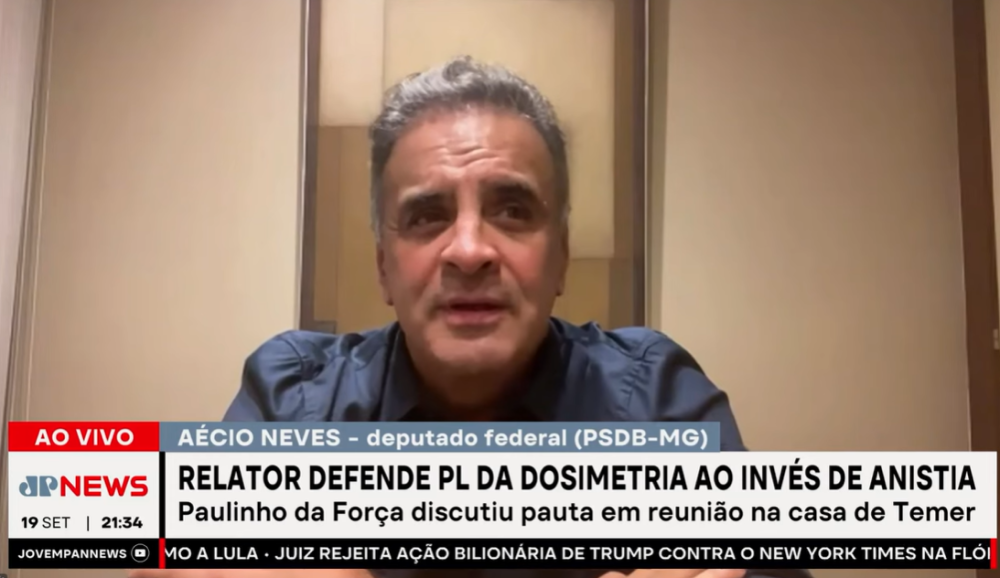 Aécio Neves considera anistia inconstitucional e defende projeto de dosimetria: ‘É preciso pacificar o Brasil’